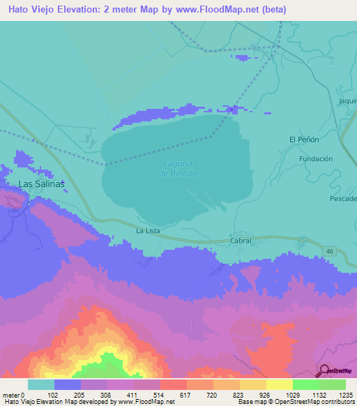 Hato Viejo,Dominican Republic Elevation Map