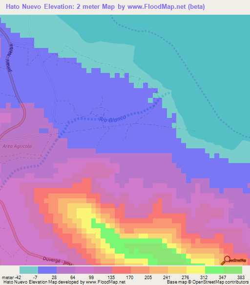 Hato Nuevo,Dominican Republic Elevation Map