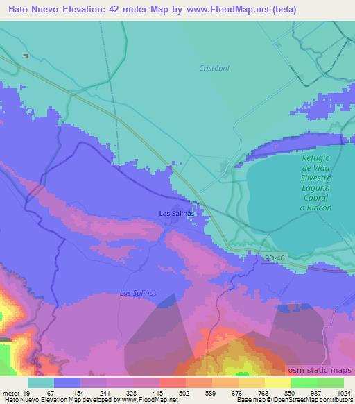 Hato Nuevo,Dominican Republic Elevation Map