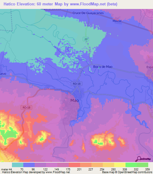 Hatico,Dominican Republic Elevation Map