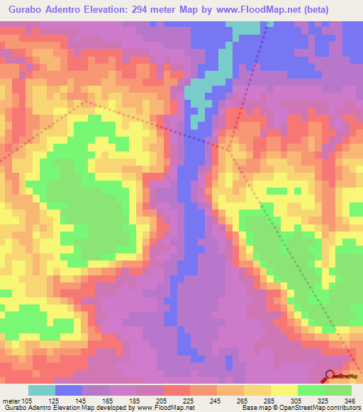 Gurabo Adentro,Dominican Republic Elevation Map