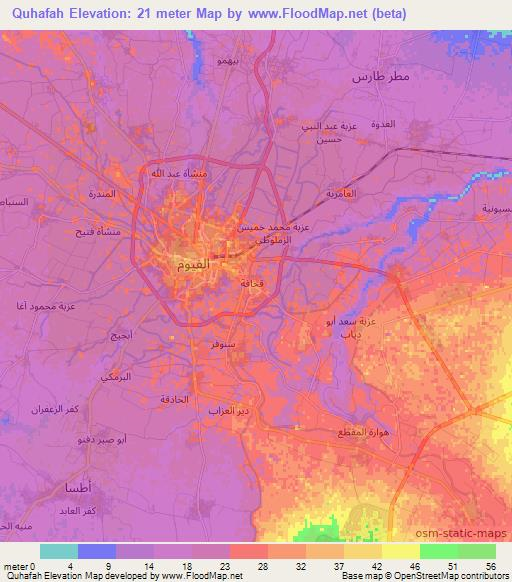 Quhafah,Egypt Elevation Map