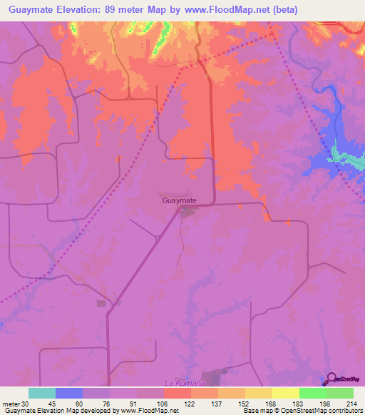 Guaymate,Dominican Republic Elevation Map