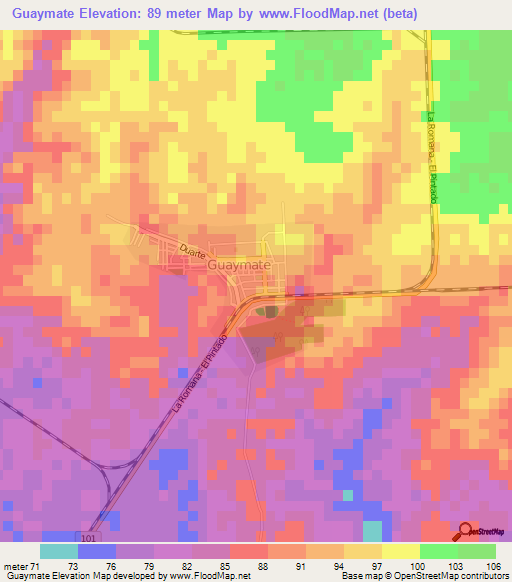 Guaymate,Dominican Republic Elevation Map