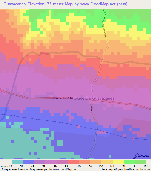 Guayacanes,Dominican Republic Elevation Map