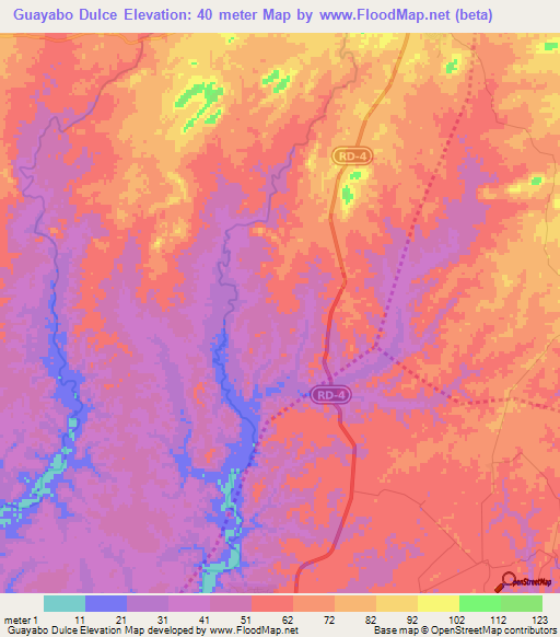 Guayabo Dulce,Dominican Republic Elevation Map