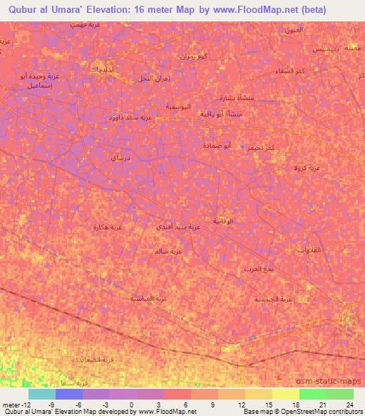 Qubur al Umara',Egypt Elevation Map