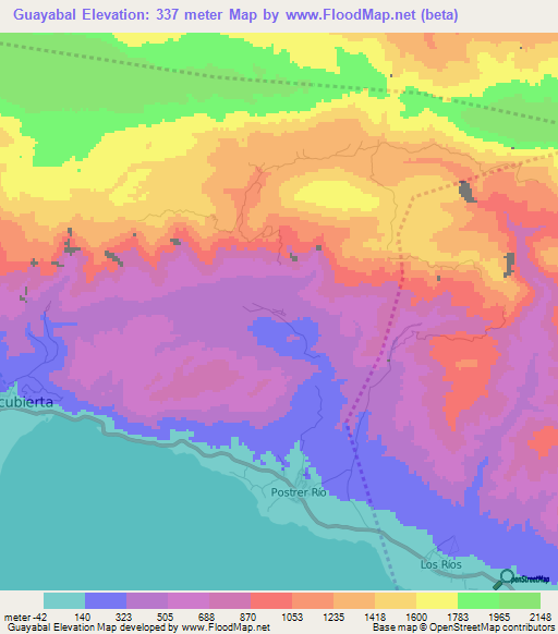 Guayabal,Dominican Republic Elevation Map