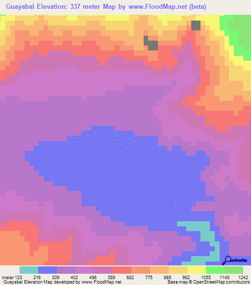 Guayabal,Dominican Republic Elevation Map