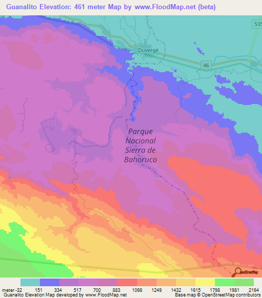 Guanalito,Dominican Republic Elevation Map