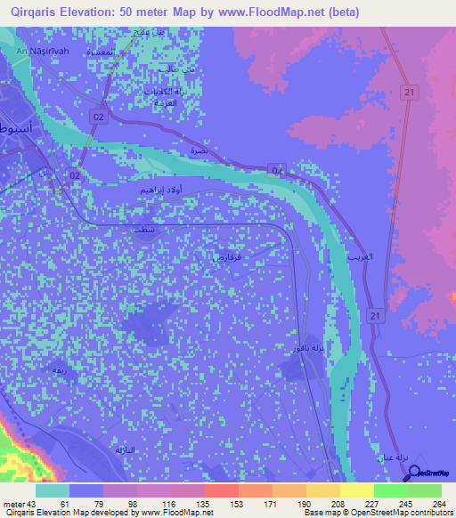 Qirqaris,Egypt Elevation Map