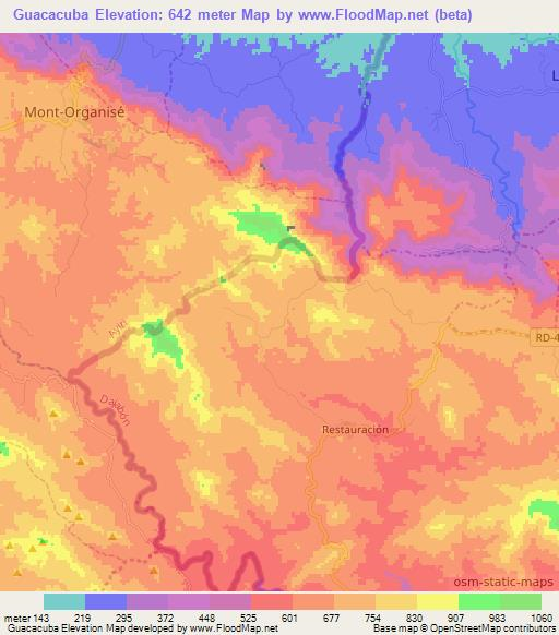 Guacacuba,Dominican Republic Elevation Map