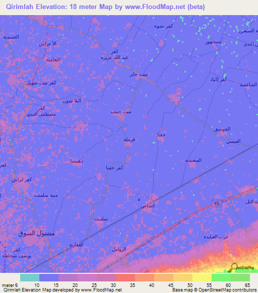 Qirimlah,Egypt Elevation Map