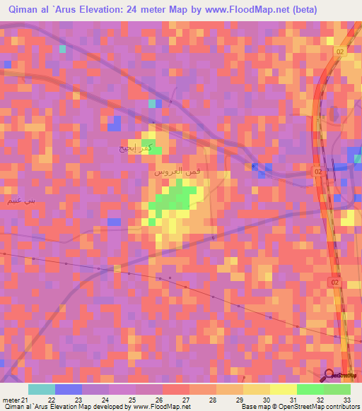 Qiman al `Arus,Egypt Elevation Map