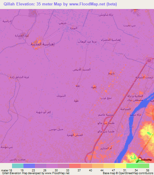 Qillah,Egypt Elevation Map