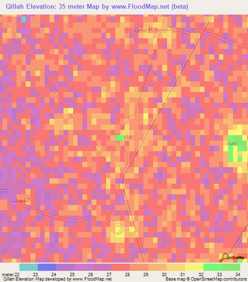 Qillah,Egypt Elevation Map