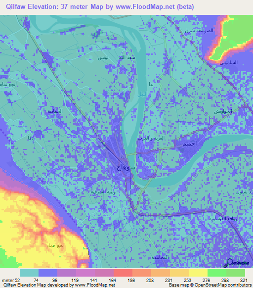 Qilfaw,Egypt Elevation Map