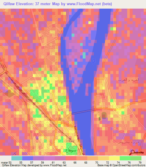 Qilfaw,Egypt Elevation Map