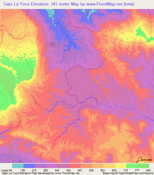 Gajo La Yuca,Dominican Republic Elevation Map