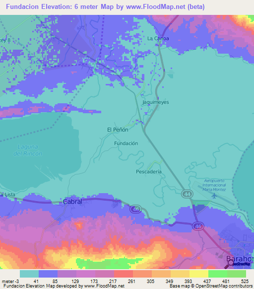 Fundacion,Dominican Republic Elevation Map