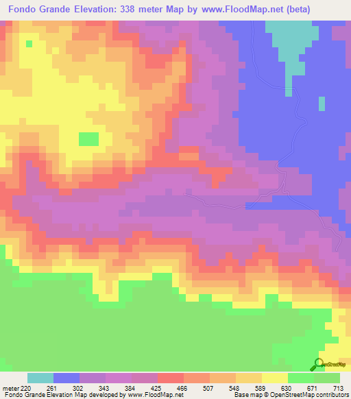 Fondo Grande,Dominican Republic Elevation Map