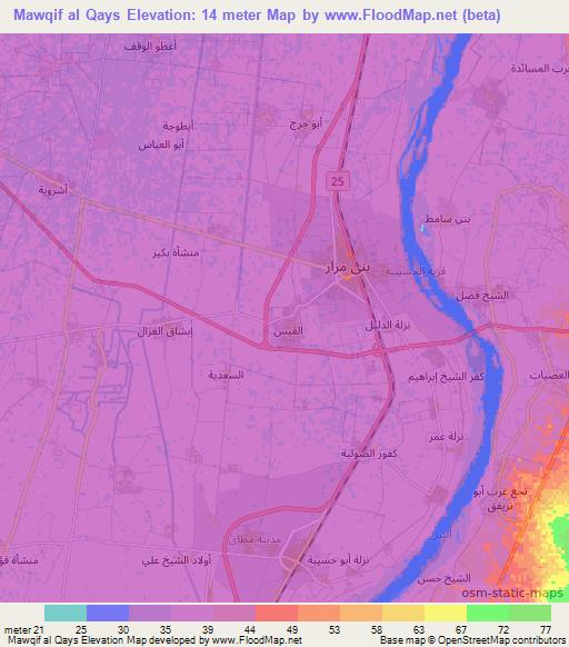 Mawqif al Qays,Egypt Elevation Map