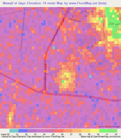 Mawqif al Qays,Egypt Elevation Map