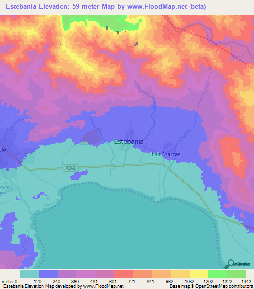 Estebania,Dominican Republic Elevation Map