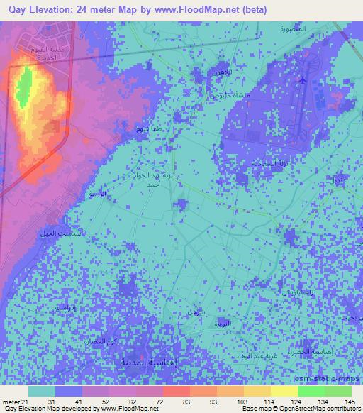 Qay,Egypt Elevation Map