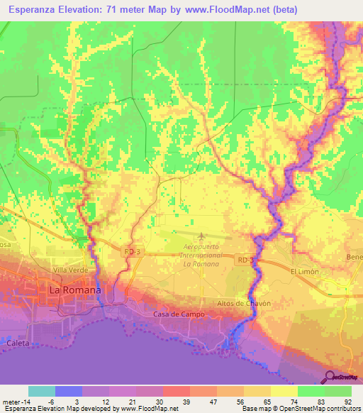 Esperanza,Dominican Republic Elevation Map