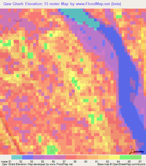 Qaw Gharb,Egypt Elevation Map