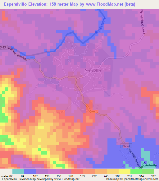 Esperalvillo,Dominican Republic Elevation Map