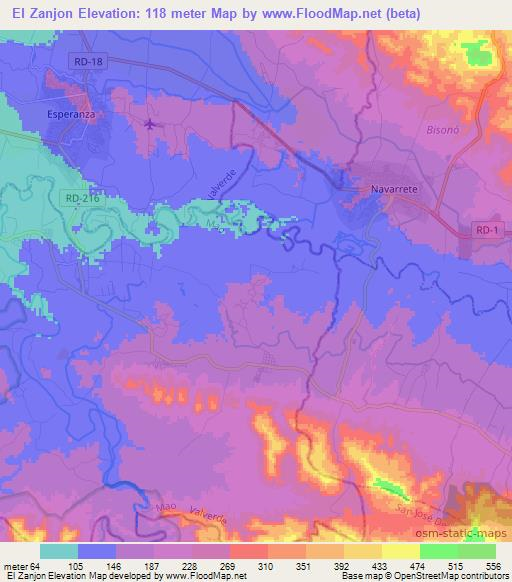 El Zanjon,Dominican Republic Elevation Map