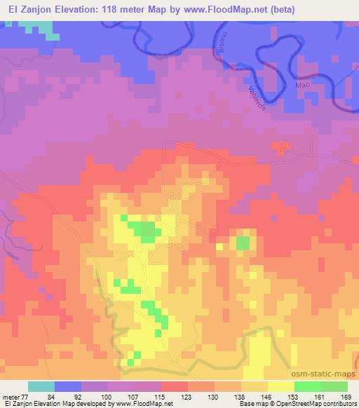 El Zanjon,Dominican Republic Elevation Map