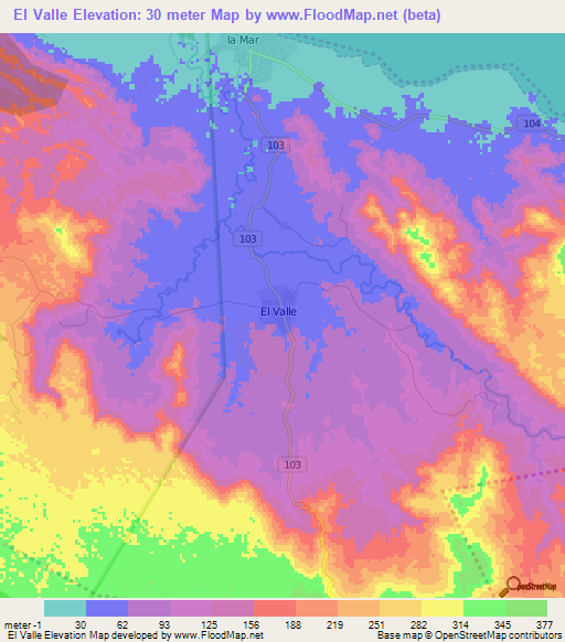 El Valle,Dominican Republic Elevation Map