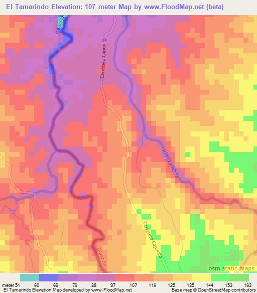 El Tamarindo,Dominican Republic Elevation Map