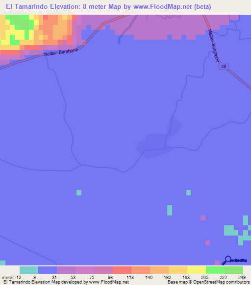 El Tamarindo,Dominican Republic Elevation Map