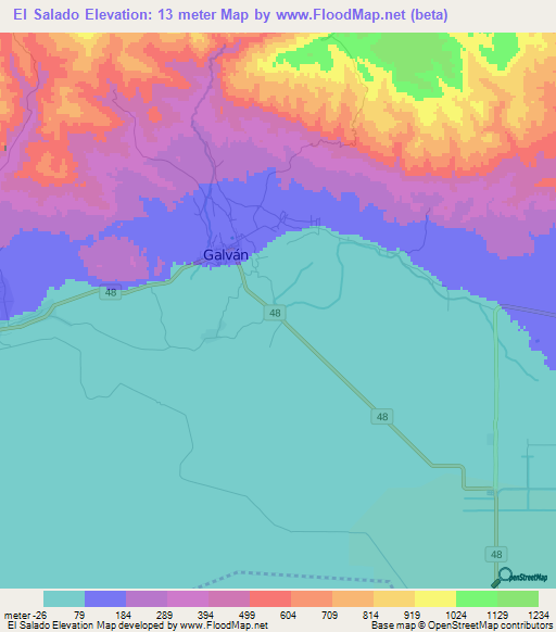 El Salado,Dominican Republic Elevation Map