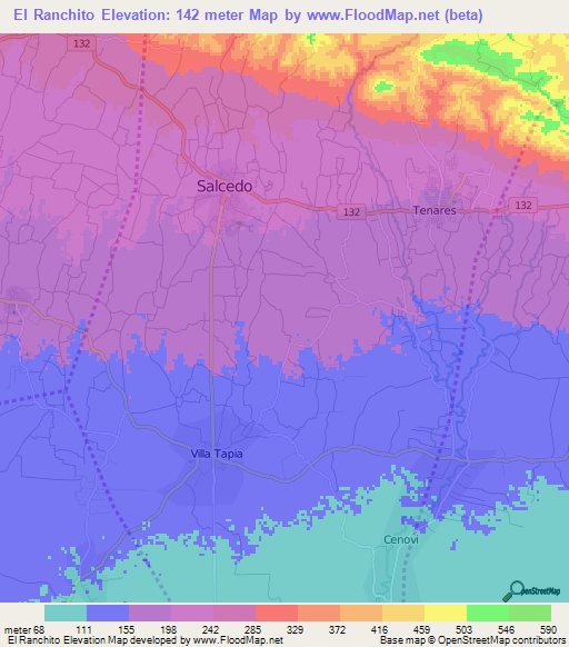 El Ranchito,Dominican Republic Elevation Map