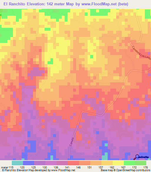 El Ranchito,Dominican Republic Elevation Map