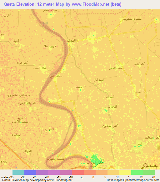 Qasta,Egypt Elevation Map