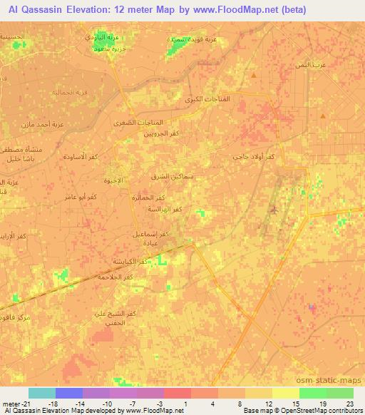 Al Qassasin,Egypt Elevation Map