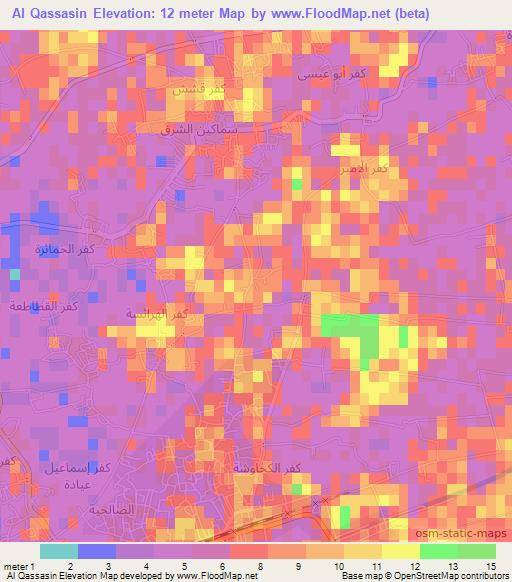 Al Qassasin,Egypt Elevation Map