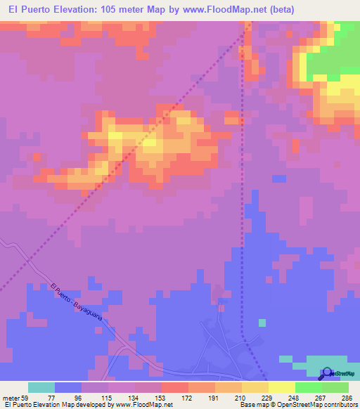 El Puerto,Dominican Republic Elevation Map