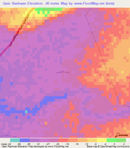 Qasr Rashwan,Egypt Elevation Map