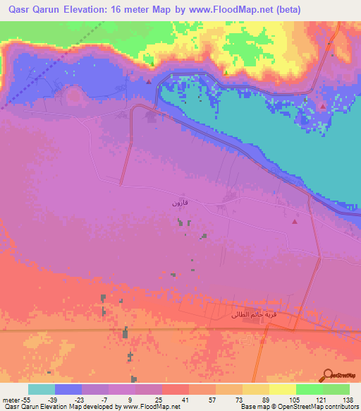 Qasr Qarun,Egypt Elevation Map