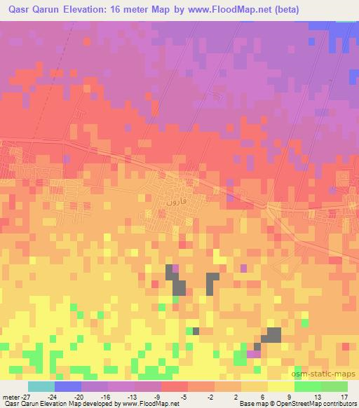 Qasr Qarun,Egypt Elevation Map