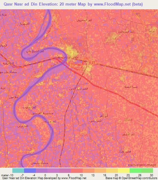 Qasr Nasr ad Din,Egypt Elevation Map