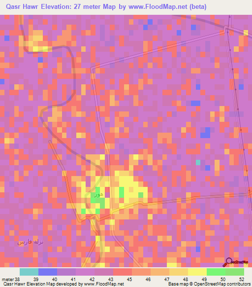 Qasr Hawr,Egypt Elevation Map