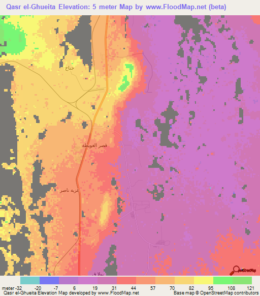 Qasr el-Ghueita,Egypt Elevation Map